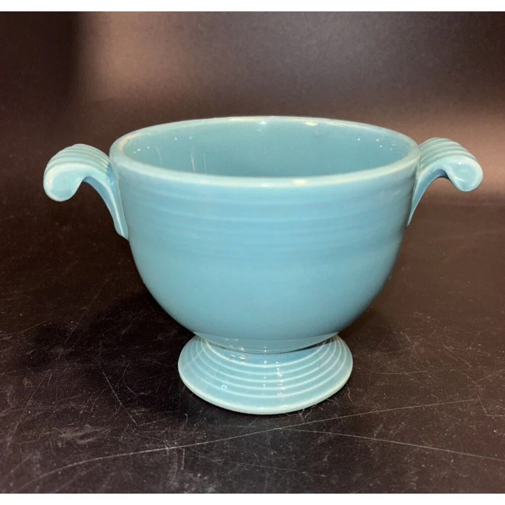 Vintage Fiesta Turquoise (Older) Sugar Bowl No Lid older color Homer Laughlin